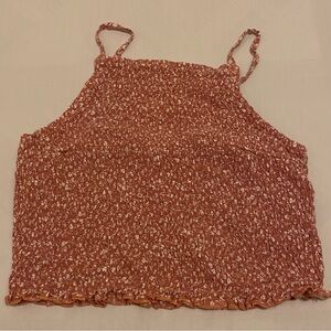 Hollister Tan/Pink Floral Halter Crop Tank Top Women’s Size M